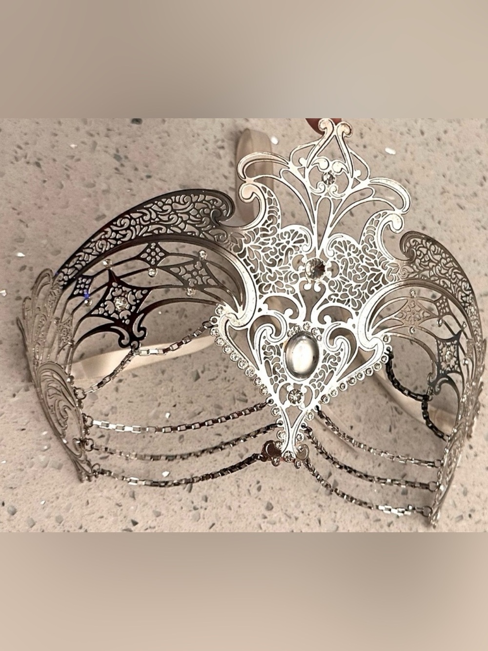 Silver Fantasy Crown Mask Headpiece Cosplay Festival Queen